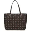 GUESS shopper met laptopvak Calebra Tote Bag Espresso Logo donkerbruin