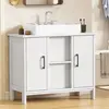 Meuble vasque YITAHOME avec 2 portes et étagère blanc