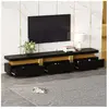 YOLEO Meuble tv lowboard moderne en marbre,Commode tv 3 tiroirs,Pour les téléviseurs jusqu'à 90 pouces,200 x 40 x 42 cm - Noir