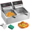 VEVOR 12L Elektrische Frituurpan, Dubbele Tank, Roestvrij Staal, 5000w Commercieel,Geschikt voor Fastfoodrestaurants, Kippenstalletjes en Cateringbedrijven