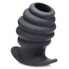 XR Brands Hive Ass Tunnel 4" Silicone Ribbed Hollow Anal Plug - Large