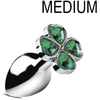 XR Brands Lucky Clover Gem - Medium Anal Plug - Silver