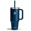 Gobelet isotherme XXL Bleu avec paille souple 1180ml  S'adapte aux portes gobelets de nombreuses voitures - HYDROFLASK