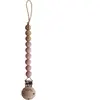Mushie Speenkoord EVA - Powder / Hout (look) - 100% siliconen kralen