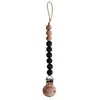 Mushie Speenkoord EVA - Black / Hout (look) - 100% siliconen kralen