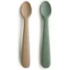 Lot de 2 cuillères bébé silicone Vert / Natural - Repas - Mushie