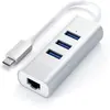 SATECHI Hub USB-C 2-en-1 avec 3 Ports USB 3.0 + Ethernet - Argent