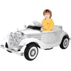Voiture électrique rétro pour enfants - ORYXEARTH - Style classique et conduite sécurisée - Blanc
