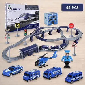 YULINLAND Voitures Jouets, 92 PCS Jouets de Train électrique, DIY, Attelage magnétique, avec figurines, pour garçons et Filles de 3 à 12 Ans pas cher