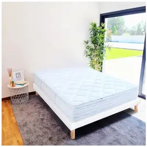 LUXURY LITERIE Ensemble Matelas 140x190 cm, Thermotec, 24 cm, mémoire de forme, ferme, face été/hiver + sommier blanc ep 13cm pas cher
