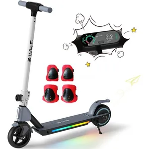 EROLLERRUN Trottinette électrique Enfants 6-12 Ans - Pliable - Écran LED Lumières colorés - 3 Vitesse Hauteur Réglables - Gris