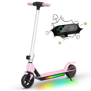 Trottinette électrique E-RIDES - Pour Enfants 6-12 Ans - Pliable -Roues 6,5" - 130W - Lumières Colorées- Écran LED- Cadeau- RoseVendu parcdiscount