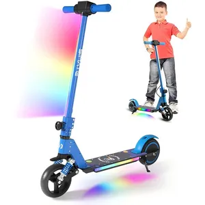 Trottinette électrique pour Enfants Et Adolescents 6-14 Ans - EROLLERRUN - Néons colorés  - 130W - Pliable - écran LCD - Bleu