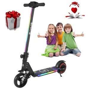 Trottinette électrique Enfants 6-12 Ans - ELSCOOT - Néons colorés  - 130W - Pliable - écran LCD - Noir