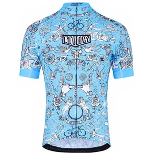 Cycology Velo Tattoo Korte Mouw Wielertrui Blauw M Man pas cher