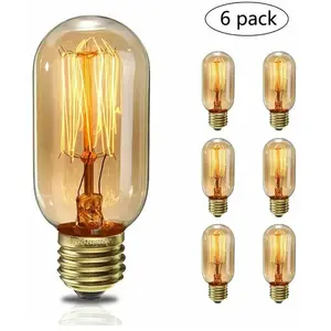 Lucky-88 - Lot de 6 Ampoules à Incandescence 40W Vintage Edison Lumiere Blanc Chaud E27 T45 220V pas cher