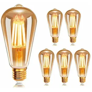 Lucky-88 - Ampoule Filament Led E27 St64 4W 2200K Blanc Chaud, Rétro E...Vendu parmanomano