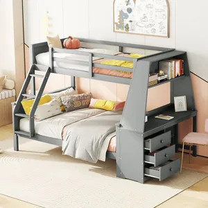 OKWISH Lit Superposé  Lit Enfant 90×200+140×200 cm - Avec Table 3 Tiro... pas cher