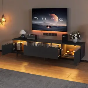 MODENVIE Buffet Contemporain avec Porte Tambour - Bahut de Rangement MDF Naturel Poignées Aluminium 140×40×78 cm pas cher