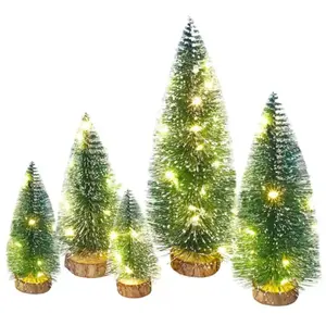 Lot de 5 Petits Sapins de Noël Avec Lumières Mini Décorations de Table Pour Sapin de Noël Sapin de Noël Miniature de Bureau pas cher