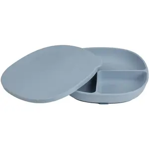 b.box Siliconen Bord + Deksel | Sterke Zuignap | Zuignap Bordje met 3 Vakken | 100% Platina-siliconen | Deksel ook Geschikt als Placemat | Vaatwasserbestendig | Vanaf 6 Maanden pas cher