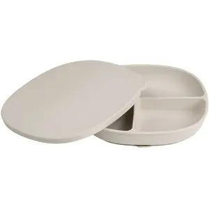 b.box Siliconen Bord + Deksel | Sterke Zuignap | Zuignap Bordje met 3 Vakken | 100% Platina-siliconen | Deksel ook Geschikt als Placemat | Vaatwasserbestendig | Vanaf 6 Maanden pas cher