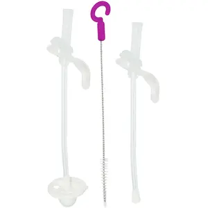 b.box Lot de pailles de rechange pour gobelet : comprend 1 paille de rechange, 1 paille de rechange avec poids, 1 brosse de nettoyage | Compatible avec les gobelets b.box pas cher