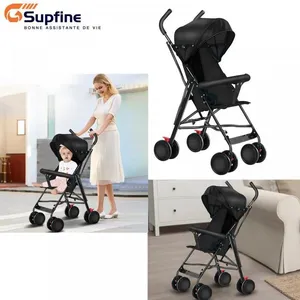 SUPFINE Poussette Canne Compacte, Capacité de Poids 35kg, pour les Enfants de 6 Mois à 5 Ans, avec Baldaquin, Noir pas cher