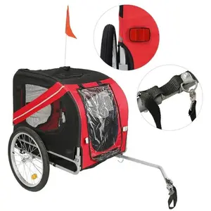 HOMEWELL Remorque vélo pliable pour chien - YIPEEMA - Rouge et Noir - Portante 40kg - Dimensions 137x73x90cm pas cher