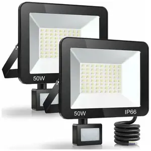 Projecteur LED 50W avec détecteur de mouvement 5000lm 7000K blanc froid IP66 étanche Installation facile Pour espaces extérieurs pas cher