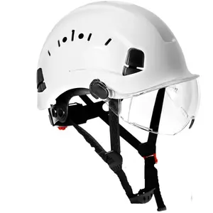 Casque de chantier anti-écrasement avec lunettes, casque de protection de construction ABS pour chantiers de construction et usines, etc. pas cher