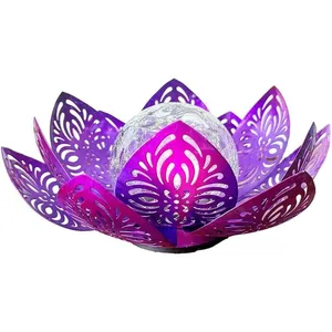 Lampe solaire d'extérieur en forme de lotus étanche avec boule de verr... pas cher