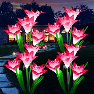 Lampes Solaires d'extérieur, Lot de 4 solaires lys Fleurs à LED avec -... pas cher