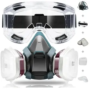 Masque de Protection Kit de Demi-Masque Série 6200 Masque a Gaz Respir... pas cher
