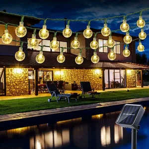 Guirlande Lumineuse Solaire Extérieure, 6.5M 30 led Guirlande Lumineuse Boule de Cristal Solaire 8 Modes Imperméable Intérieur Extérieur pour Jardin,