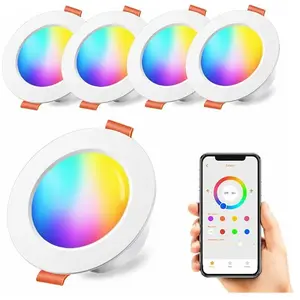 CHOYCLIT Spots led Encastré 10W Couleur rgb Changement Variation Coloré rgbw Contrôlé par l'APP, 3 Pouces IP44 Blanc Chaud 2700K Rond Dimmable Encastrables pas cher
