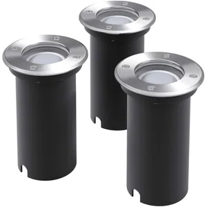 MAISON CHIC Lot de 3 Lampe LED encastrable au sol d'extérieur Lampe de Jardin Lampadaire Rond 33281 pas cher
