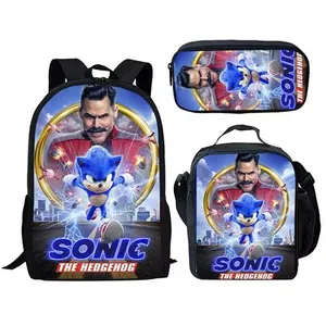 Lot de 3 pièces Sac à Dos, Trousse à crayons, Sac à Bandoulière Sonic ... pas cher