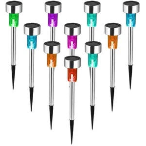 FOREHILL Lampe de pelouse solaire en acier inoxydable - Coloré 10 pas cher