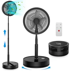 Ventilateur sur Pied Portable Silencieux, 9'' Noir Ventilateurs avec Télécommande, 4 Vitesses/Timer - Oscillant Fan