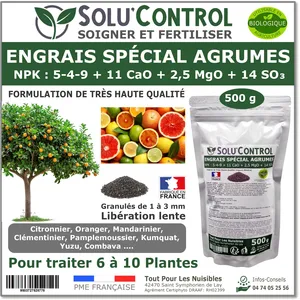 TOUT POUR LES NUISIBLES Engrais Spécial Agrumes 500 g - SoluControl - Formulation Organo-Minerale - Citronnier, Oranger, Mandarinier, Clémentinier  pas cher