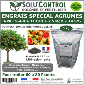 TOUT POUR LES NUISIBLES Engrais Spécial Agrumes 5 kg - SoluControl - Formulation Organo-Minerale - Citronnier, Oranger, Mandarinier, Clémentinier pas cher