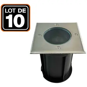 EUROPALAMP Lot de 10 Spots Encastrable de Sol Carré inox 304 Pour GU10 pas cher