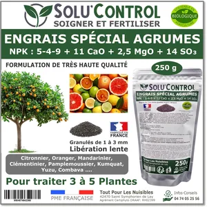 Engrais Spécial Agrumes 250 g - SoluControl - Formulation Organo-Minerale - Citronnier, Oranger, Mandarinier, Clémentinier... pas cher