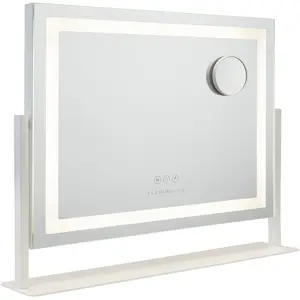 Miroir Coiffeuse Hollywood - Bande LED RectangulaireMaquillage Lumineux 3 ModesPosition Réglable 360USB - Marque Flamingueo pas cher