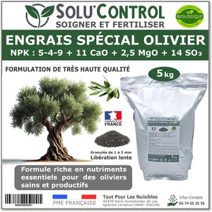 TOUT POUR LES NUISIBLES ENGRAIS Spécial OLIVIER 5 kg - SoluControl - Formulation haute qualité Organo-Minerale - Utilisable en Agriculture BIOLOGIQUE pas cher