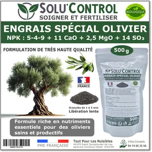 TOUT POUR LES NUISIBLES ENGRAIS Spécial OLIVIER 500 g - SoluControl - Formulation haute qualité Organo-Minerale - Utilisable en Agriculture BIOLOGIQUE pas cher