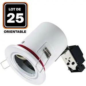 EUROPALAMP Lot de 25 Supports Spot BBC Orientable Blanc avec Douille GU10Vendu parcdiscount