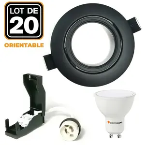 EUROPALAMP 20 Spots encastrables orientables Noir Matt avec GU10 LED de 7W eqv. 56W Blanc Neutre 4500K pas cher
