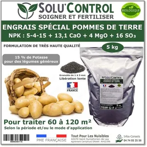5 kg Engrais Spécial Pommes de terre,légumes racines 5-4-15-Enrichi en Potasse-Croissance, grossissement des tubercules-UAB pas cher